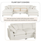Beige 134.40  Modern U-Shaped 6 Seater Sectional Sofa with 2 Large Chaises, Removable Ottomans and Soft Cushions