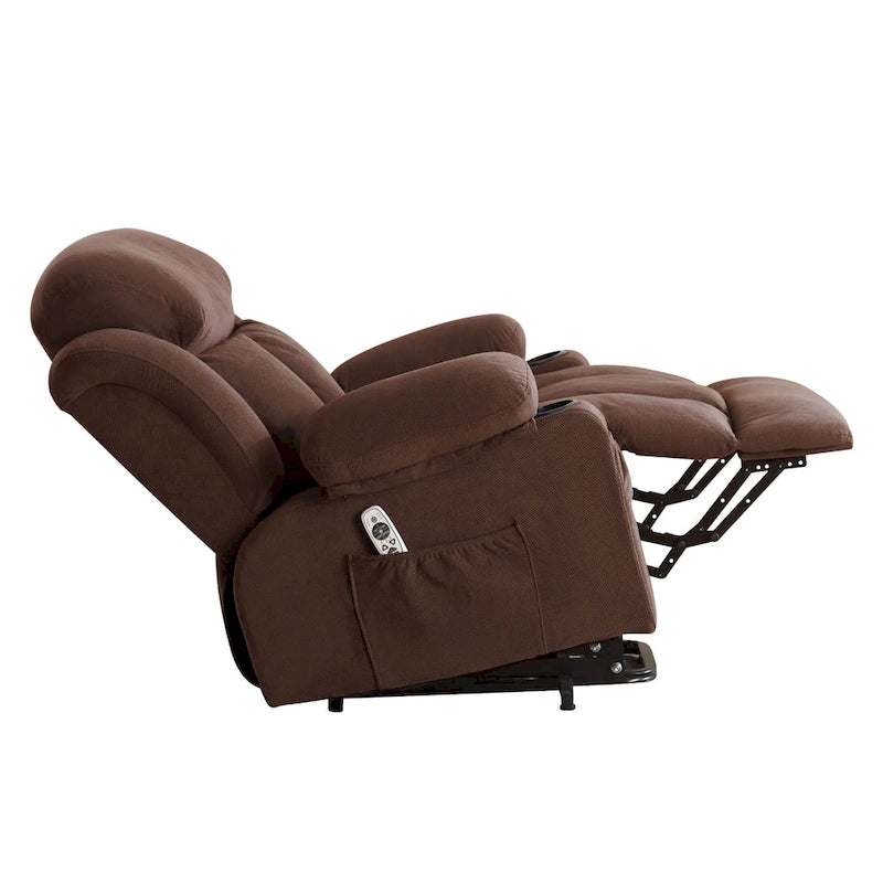Grey Power Lift Recliner with Heated Massage, USB Charging, Remote Control, and Convenient Side Pockets for Seniors