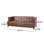 Modern 80.75  Button Tufted 3-seater Sofa with Wood Legs for Living Room