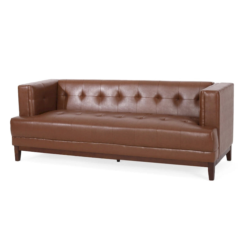 Modern 80.75  Button Tufted 3-seater Sofa with Wood Legs for Living Room