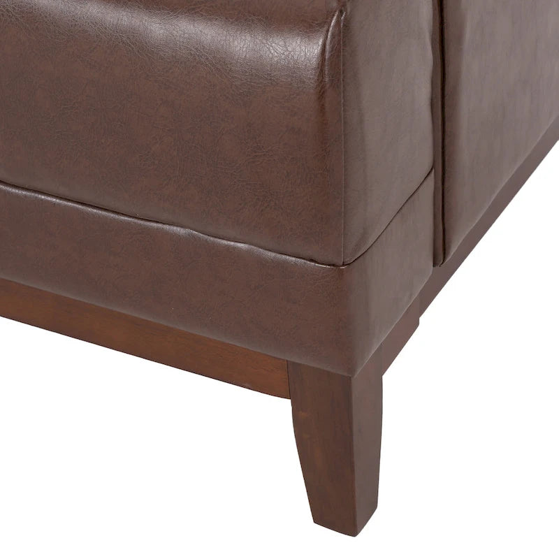 Modern 80.75  Button Tufted 3-seater Sofa with Wood Legs for Living Room