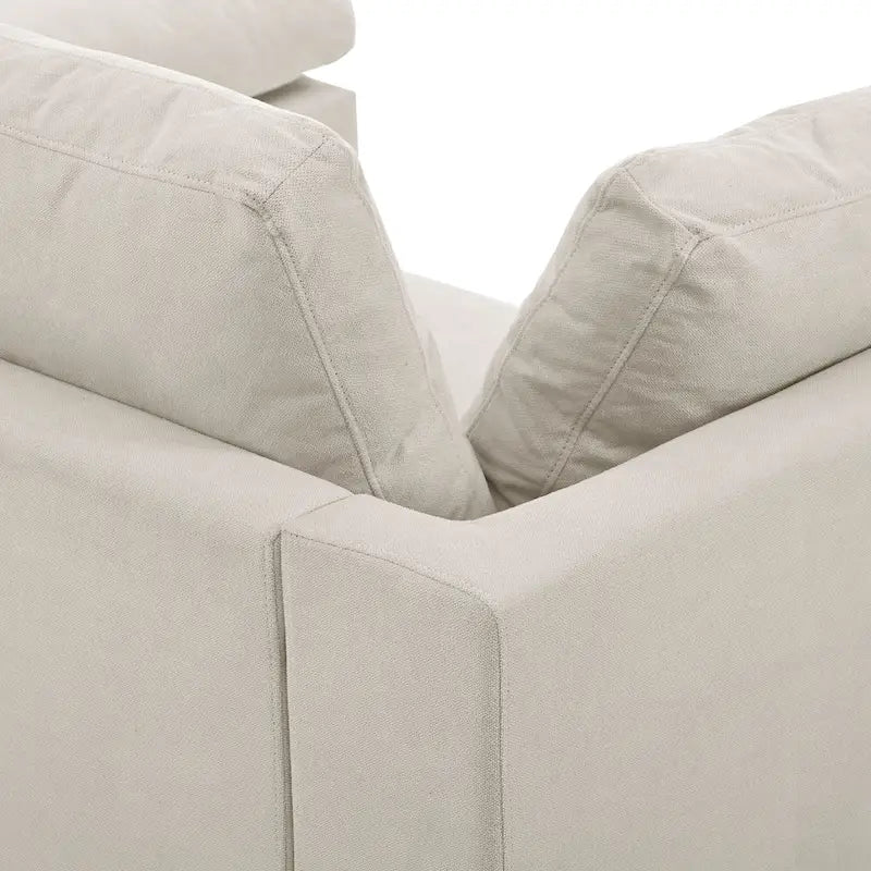 Beige 113  L-Shaped 4-Seat Sectional Sofa with Adjustable Footrest and Reversible Chaise