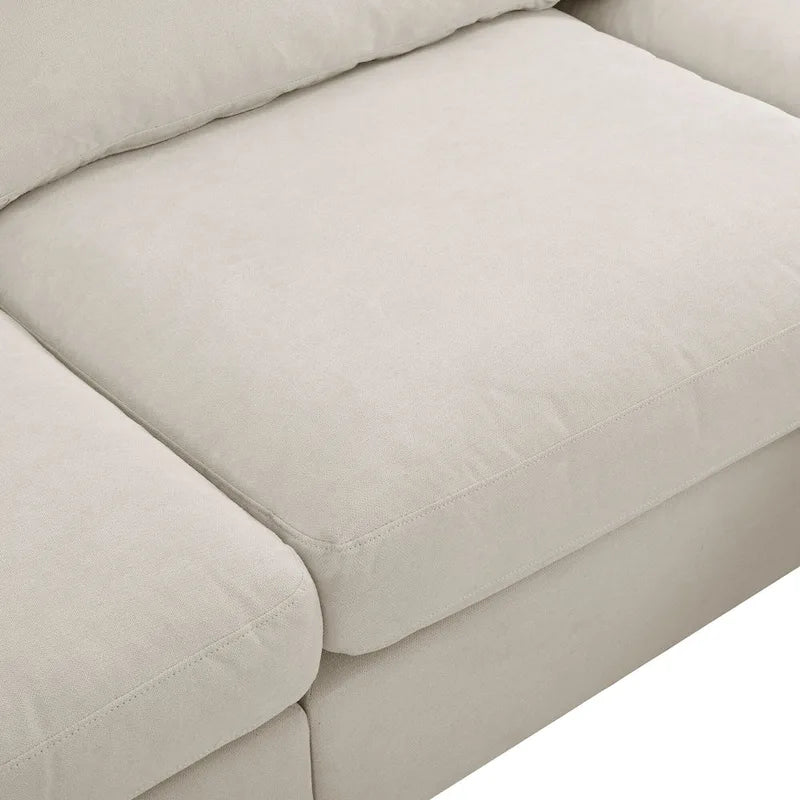 Beige 113  L-Shaped 4-Seat Sectional Sofa with Adjustable Footrest and Reversible Chaise