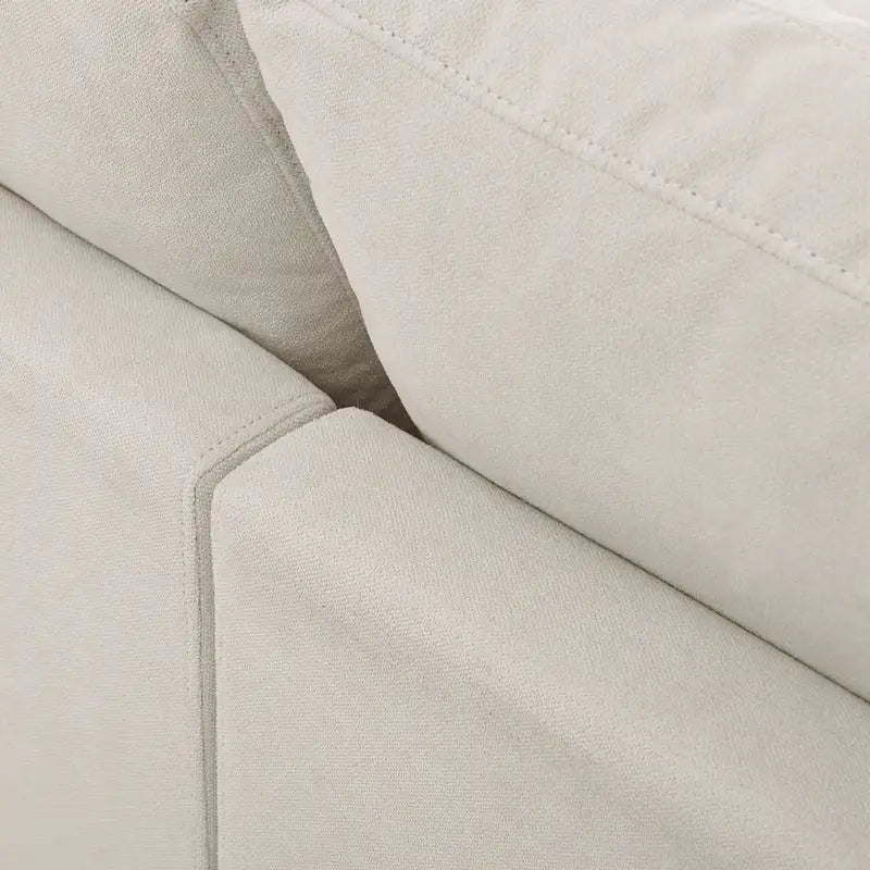 Beige 113  L-Shaped 4-Seat Sectional Sofa with Adjustable Footrest and Reversible Chaise