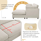Beige 113  L-Shaped 4-Seat Sectional Sofa with Adjustable Footrest and Reversible Chaise