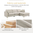 Beige 113  L-Shaped 4-Seat Sectional Sofa with Adjustable Footrest and Reversible Chaise