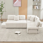 91.73  L-Shaped 4-Seat Sectional Sofa with 2 Hidden Stools, 2 Removable Lumbar Cushions, and Durable Chenille Fabric
