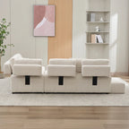 91.73  L-Shaped 4-Seat Sectional Sofa with 2 Hidden Stools, 2 Removable Lumbar Cushions, and Durable Chenille Fabric