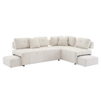 91.73  L-Shaped 4-Seat Sectional Sofa with 2 Hidden Stools, 2 Removable Lumbar Cushions, and Durable Chenille Fabric