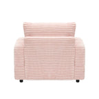 Pink 39.37  Corduroy Upholstered Single Armchair Sofa with Ottoman and Cup Holder for Lving Room