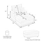 Pink 39.37  Corduroy Upholstered Single Armchair Sofa with Ottoman and Cup Holder for Lving Room