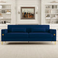 Modern 85.63  Velvet 3-seater Sofa with Gold Accents and Plush Cushions for Living Room