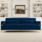 Modern 85.63  Velvet 3-seater Sofa with Gold Accents and Plush Cushions for Living Room