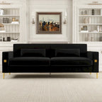 Modern 85.63  Velvet 3-seater Sofa with Gold Accents and Plush Cushions for Living Room