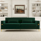 Modern 85.63  Velvet 3-seater Sofa with Gold Accents and Plush Cushions for Living Room