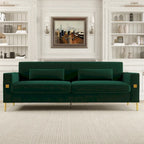Modern 85.63  Velvet 3-seater Sofa with Gold Accents and Plush Cushions for Living Room