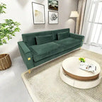 Modern 85.63  Velvet 3-seater Sofa with Gold Accents and Plush Cushions for Living Room