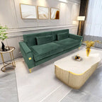 Modern 85.63  Velvet 3-seater Sofa with Gold Accents and Plush Cushions for Living Room