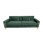 Modern 85.63  Velvet 3-seater Sofa with Gold Accents and Plush Cushions for Living Room