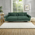 Modern 85.63  Velvet 3-seater Sofa with Gold Accents and Plush Cushions for Living Room