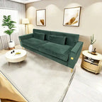 Modern 85.63  Velvet 3-seater Sofa with Gold Accents and Plush Cushions for Living Room