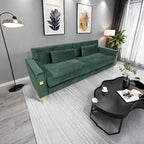 Modern 85.63  Velvet 3-seater Sofa with Gold Accents and Plush Cushions for Living Room