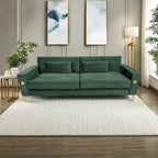 Modern 85.63  Velvet 3-seater Sofa with Gold Accents and Plush Cushions for Living Room