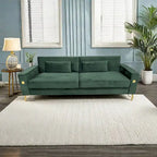 Modern 85.63  Velvet 3-seater Sofa with Gold Accents and Plush Cushions for Living Room