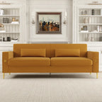Modern 85.63  Velvet 3-seater Sofa with Gold Accents and Plush Cushions for Living Room