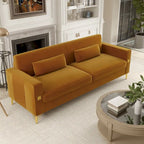 Modern 85.63  Velvet 3-seater Sofa with Gold Accents and Plush Cushions for Living Room