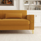 Modern 85.63  Velvet 3-seater Sofa with Gold Accents and Plush Cushions for Living Room