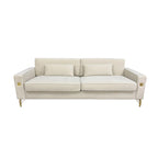 Modern 85.63  Velvet 3-seater Sofa with Gold Accents and Plush Cushions for Living Room