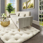 Modern 85.63  Velvet 3-seater Sofa with Gold Accents and Plush Cushions for Living Room