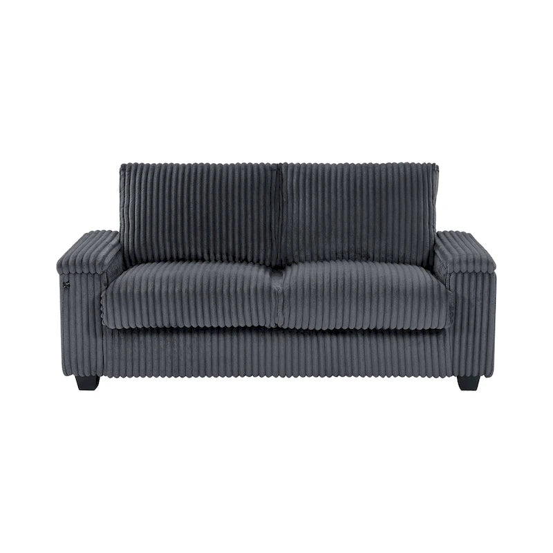 Dark Grey 71  Fabric Loveseat Sofa with Square Storage Armrest and USB port for Living Room