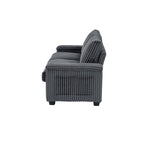 Dark Grey 71  Fabric Loveseat Sofa with Square Storage Armrest and USB port for Living Room
