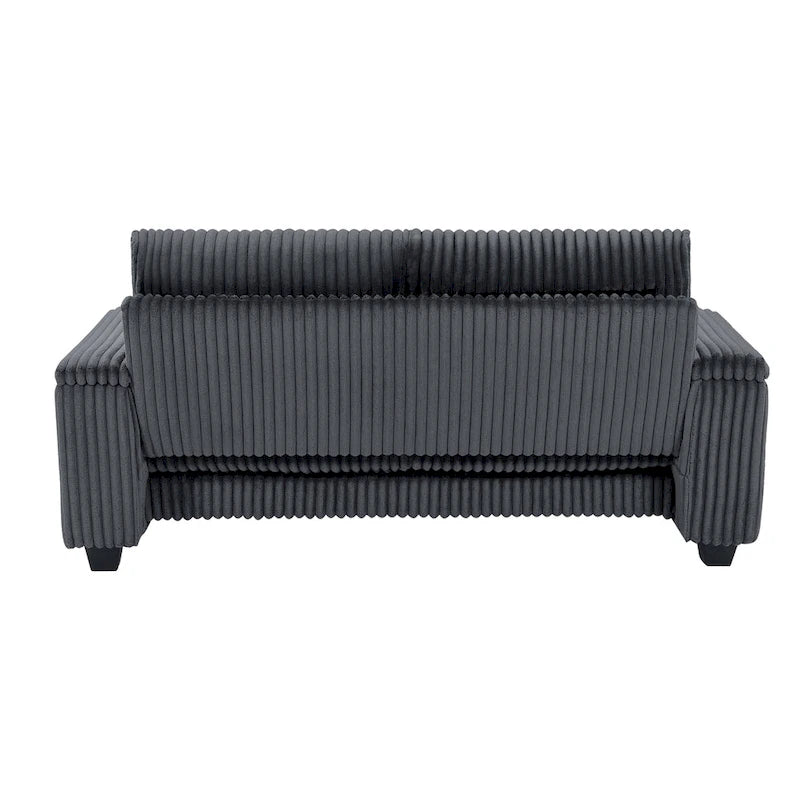 Dark Grey 71  Fabric Loveseat Sofa with Square Storage Armrest and USB port for Living Room