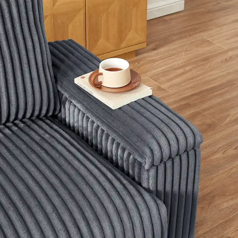 Dark Grey 71  Fabric Loveseat Sofa with Square Storage Armrest and USB port for Living Room