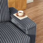 Dark Grey 71  Fabric Loveseat Sofa with Square Storage Armrest and USB port for Living Room