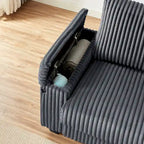 Dark Grey 71  Fabric Loveseat Sofa with Square Storage Armrest and USB port for Living Room