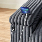 Dark Grey 71  Fabric Loveseat Sofa with Square Storage Armrest and USB port for Living Room