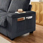 Dark Grey 71  Fabric Loveseat Sofa with Square Storage Armrest and USB port for Living Room