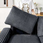 Dark Grey 71  Fabric Loveseat Sofa with Square Storage Armrest and USB port for Living Room