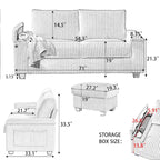 Dark Grey 71  Fabric Loveseat Sofa with Square Storage Armrest and USB port for Living Room
