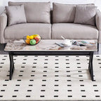 47  Modern Rectangular Coffee Table with Sintered Stone Tabletop and X-shaped Metal Legs