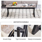 47  Modern Rectangular Coffee Table with Sintered Stone Tabletop and X-shaped Metal Legs