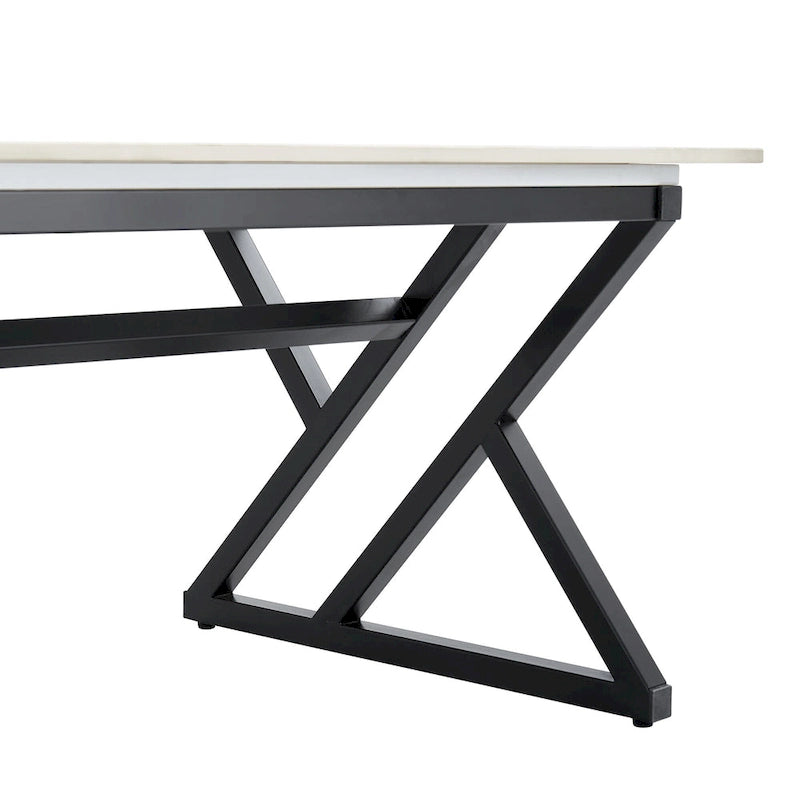 47  Modern Rectangular Coffee Table with Sintered Stone Tabletop and X-shaped Metal Legs