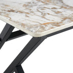 47  Modern Rectangular Coffee Table with Sintered Stone Tabletop and X-shaped Metal Legs