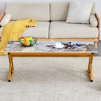 47  Modern Rectangular Coffee Table with Sintered Stone Tabletop and X-shaped Metal Legs