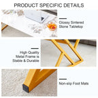 47  Modern Rectangular Coffee Table with Sintered Stone Tabletop and X-shaped Metal Legs