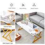 47  Modern Rectangular Coffee Table with Sintered Stone Tabletop and X-shaped Metal Legs